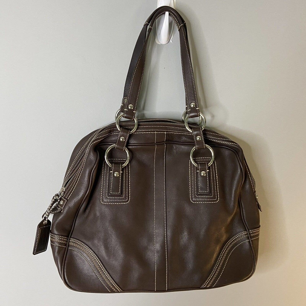 Coach 10581 Brown Leather Soho Large Bowling Satchel Carry All Feet Bag Purse